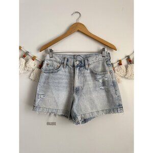 Gap 4" High Rise Stride Short Cut Off Denim Light Indigo Festival Beach 27